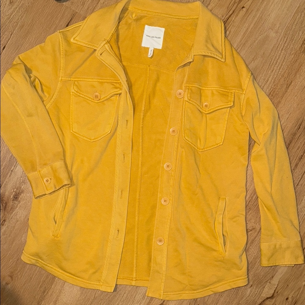 Avec Les Filles Women’s Medium- Yellow Button-Up Jacket